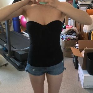 Strapless black tank